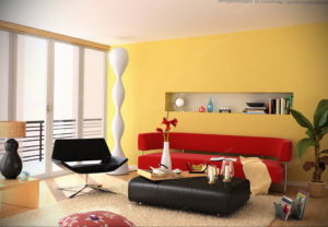 желтый цвет в интерьере гостиной 09.10.2019 №007 -yellow in interior- design-foto.ru