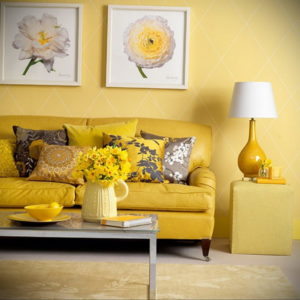 желтый цвет в интерьере гостиной 09.10.2019 №009 -yellow in interior- design-foto.ru