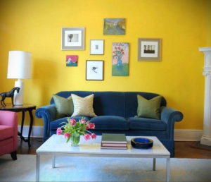 желтый цвет в интерьере гостиной 09.10.2019 №030 -yellow in interior- design-foto.ru