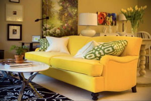 желтый цвет в интерьере гостиной 09.10.2019 №037 -yellow in interior- design-foto.ru