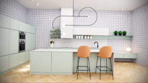 зеленая кухня в интерьере 06.10.2019 №027 -green in the interior- design-foto.ru