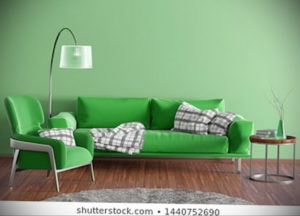 зеленый диван в интерьере 06.10.2019 №016 -green in the interior- design-foto.ru