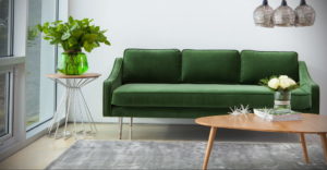 зеленый диван в интерьере 06.10.2019 №020 -green in the interior- design-foto.ru
