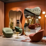 Abstract shaped mirrors and furniture in a boutique ebfa ae c ecccaa _1 071223 design-foto.ru