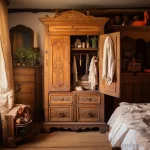 Antique wooden wardrobe in a vintage themed bedroom edda e d fcd _1 071223 design-foto.ru