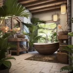 Bathroom with tropical plants and natural decor elem aac bbd be cdbb 041223 design-foto.ru