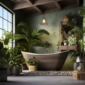 Bathroom with tropical plants and natural decor elem aac bbd be cdbb _1_2 041223 design-foto.ru