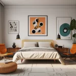 Bedroom with retro decor and mid century modern furn fd ee db be aee _1 041223 design-foto.ru