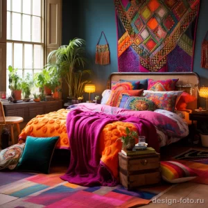 Bohemian bedroom with vibrant ethnic textiles and de fdea afe ff ac dbaeb 071223 design-foto.ru