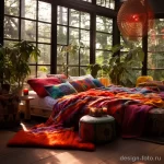 Bohemian bedroom with vibrant ethnic textiles and de fdea afe ff ac dbaeb _1_2_3 071223 design-foto.ru