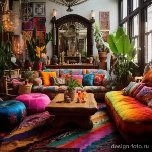 Bohemian style lounge with an eclectic mix of patter eebf a a ac e _1_2 041223 design-foto.ru