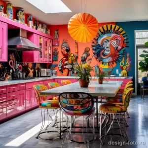 Bold and colorful maximalist kitchen with unique art da c f b bba 041223 design-foto.ru