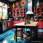 Bold and colorful maximalist kitchen with unique art da c f b bba _1_2 041223 design-foto.ru
