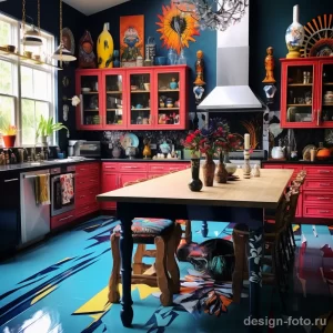 Bold and colorful maximalist kitchen with unique art da c f b bba _1_2 041223 design-foto.ru