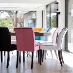 Brightly upholstered dining chairs in a modern dinin aaedf ce f b bb _1_2_3 071223 design-foto.ru