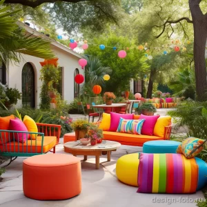 Colorful outdoor furniture in a lively garden settin ffeed bc ab dc dafdf _1_2 071223 design-foto.ru