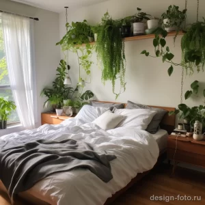 Cozy bedroom with hanging plants and potted greenery cd df af a cffa _1 041223 design-foto.ru