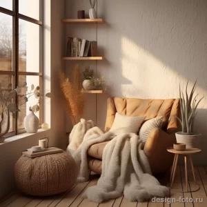 Cozy corner with earthy tones and soft textures s bd b cc ccfcedf 041223 design-foto.ru