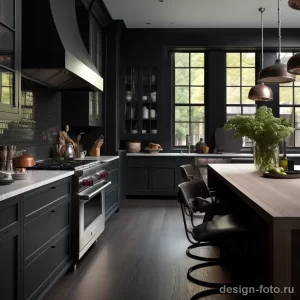 Dark kitchen with bold cabinet colors and modern des cea cdd ea ccd _1_2 041223 design-foto.ru