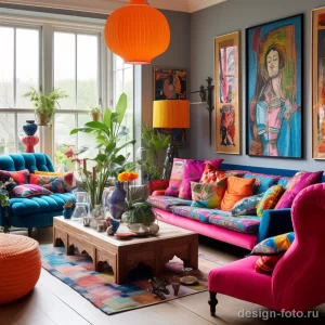 Eclectic mix of bright furniture in a bohemian loung aea ec a cbc _1 071223 design-foto.ru