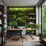 Home office with a green living wall and plant decor aa cee eec bcd caabc 041223 design-foto.ru