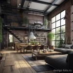 Industrial style loft with exposed brick and metal e ecbb bc fe aef fbb _1_2 041223 design-foto.ru