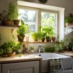 Kitchen with herb garden and small potted plants on cda b e eac fcdf 041223 design-foto.ru