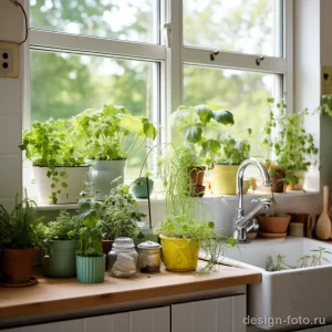 Kitchen with herb garden and small potted plants on cda b e eac fcdf _1 041223 design-foto.ru