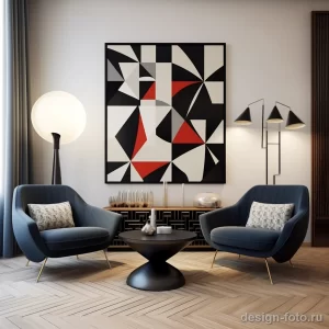 Modern room with geometric patterns and sleek furnit eea b ef d fccccd 041223 design-foto.ru