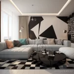 Modern room with geometric patterns and sleek furnit eea b ef d fccccd _1_2 041223 design-foto.ru