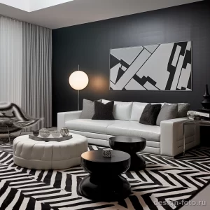 Modern room with geometric patterns and sleek furnit eea b ef d fccccd _1_2_3 041223 design-foto.ru