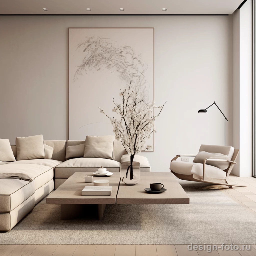 Элегантная гостиная: Минимализм и акцент на искусстве