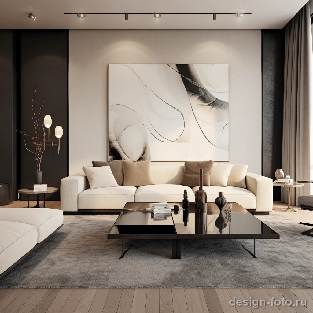Минималистичная элегантность: Гостиная в бежевых тонах с акцентной картиной