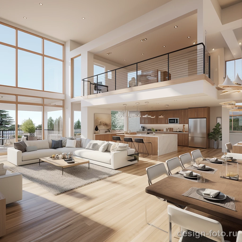 Современная элегантность: Просторная гостиная с деревянными акцентами