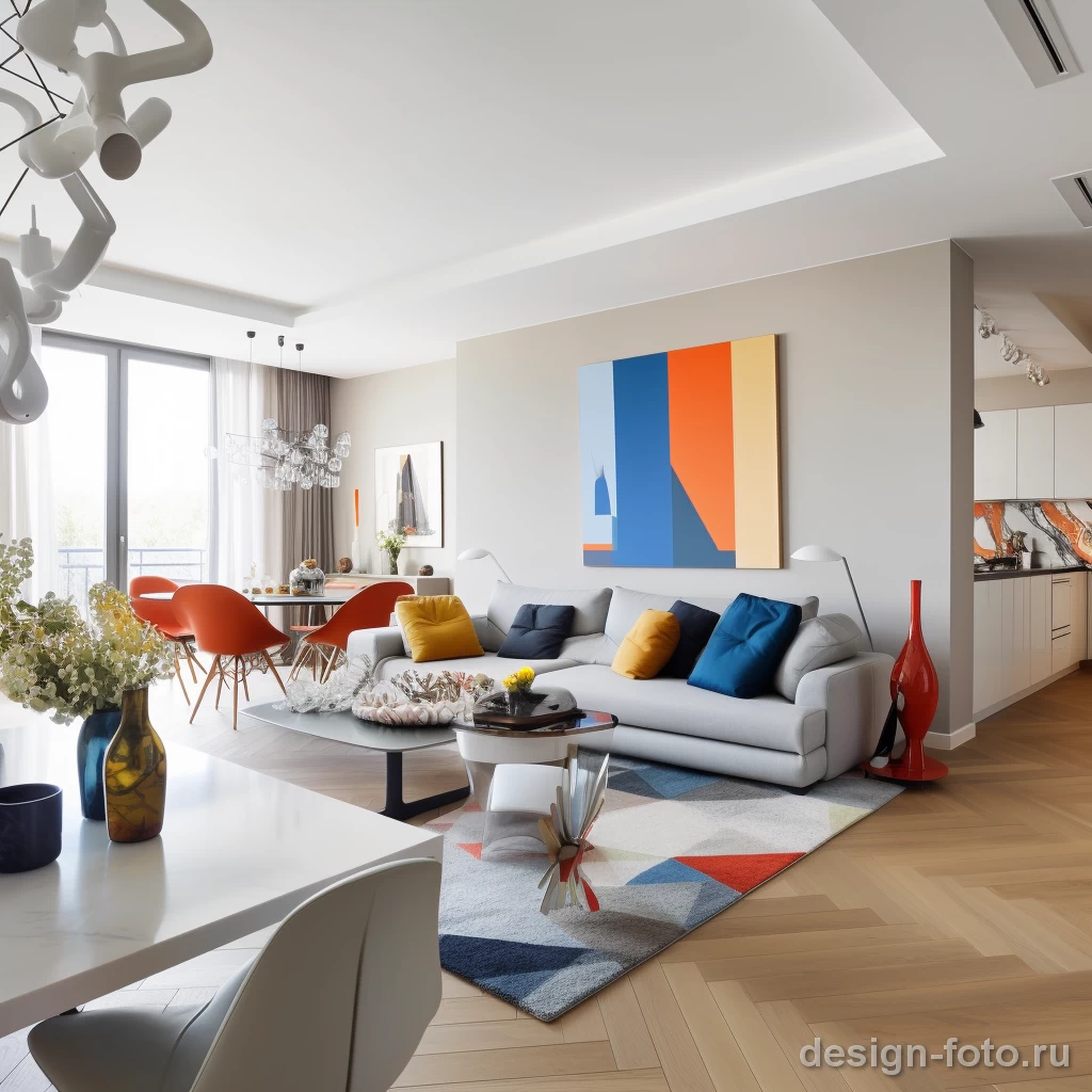 Open plan apartment with a unified color scheme and cbb a ef c efdefa 041223 design-foto.ru