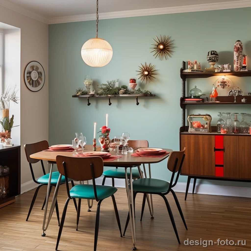 Ретро-шик в обеденной зоне: Гармония цвета и формы