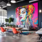 Statement wall art and furniture in a vibrant office beca ac dd c 071223 design-foto.ru