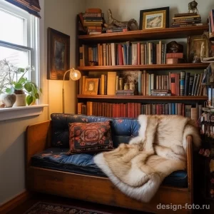 Vintage bookshelf in a cozy reading nook stylize fdd fcf d bb eadd 071223 design-foto.ru