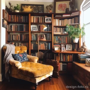 Vintage bookshelf in a cozy reading nook stylize fdd fcf d bb eadd _1_2_3 071223 design-foto.ru