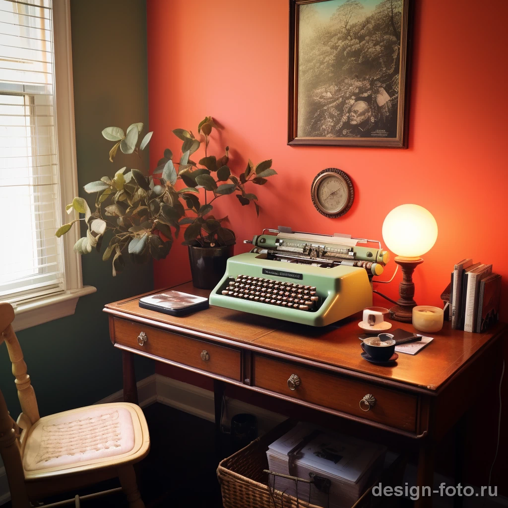 Vintage styled home office with retro art and typewr ceea afd fe bec ddddded 041223 design-foto.ru