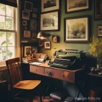 Vintage styled home office with retro art and typewr ceea afd fe bec ddddded _1_2_3 041223 design-foto.ru