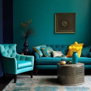 Vivid Teal Accent Wall stylize v ed e ccb aab cb 071223 design-foto.ru