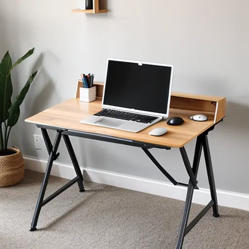 Уютный рабочий уголок с деревянным столом и живыми растениями