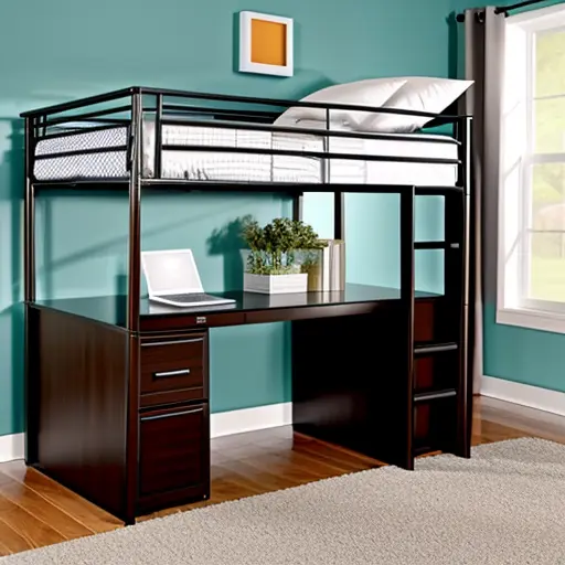 Кровать-чердак в бирюзовой детской: функциональность и стиль