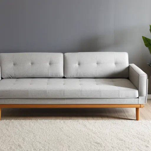 Светлый диван с деревянными ножками для минималистичной гостиной