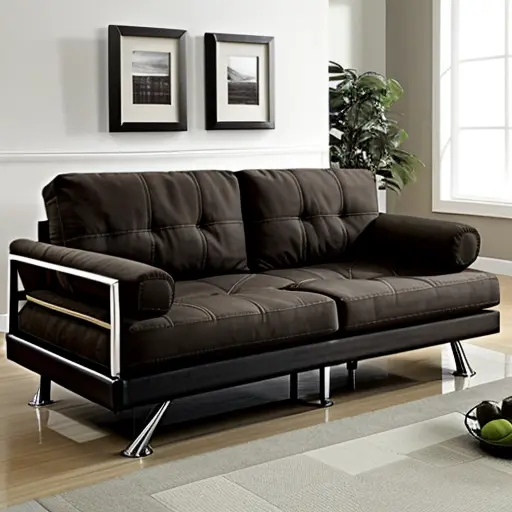 Элегантная гостиная: Коричневый диван-кровать в современном интерьере