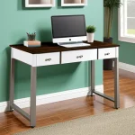 Рабочий стол, белая мебель, зеленые стены, современный дизайн, минимализм, функциональность, компактность.