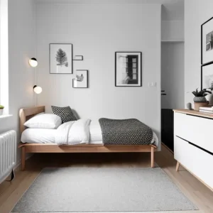 Дизайн интерьера для небольших квартир Scandinavian-style small bedroom with light wood f MBB6Q3Z2 design-foto.ru 026