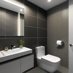 Дизайн интерьера для небольших квартир compact bathroom with sleek tiles design-foto.ru 055