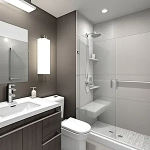 Дизайн интерьера для небольших квартир compact bathroom with walk-in shower design-foto.ru 063